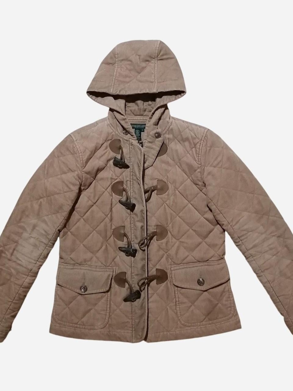 Ralph Lauren Quilted Hooded Toggle Pea Coat - Taupe